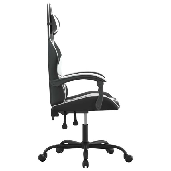 Fotel Gamingowy z Ekoskóry Ergonomiczny Czarno-Biały do Biurka dla Gracza, 9440496