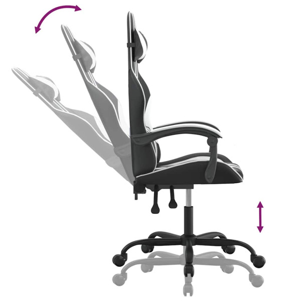 Fotel Gamingowy z Ekoskóry Ergonomiczny Czarno-Biały do Biurka dla Gracza, 9440498