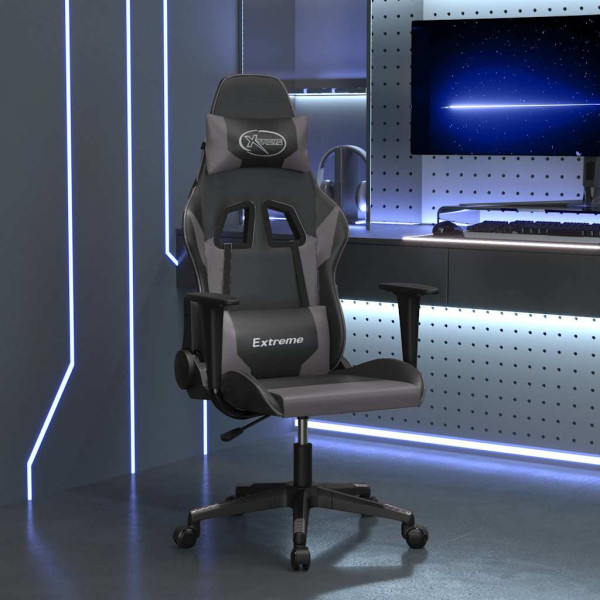 Fotel Gamingowy z Ekoskóry Ergonomiczny Czarno-Szary do Biurka dla Gracza, 9440508