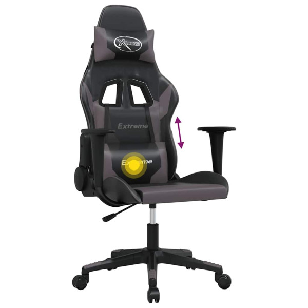 Fotel Gamingowy z Ekoskóry Ergonomiczny Czarno-Szary do Biurka dla Gracza, 9440511