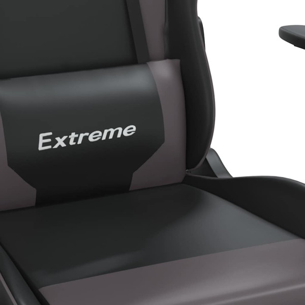 Fotel Gamingowy z Ekoskóry Ergonomiczny Czarno-Szary do Biurka dla Gracza, 9440517