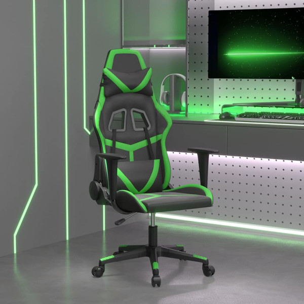 Fotel Gamingowy z Ekoskóry Ergonomiczny Czarno-Zielony do Biurka dla Gracza, 9440537