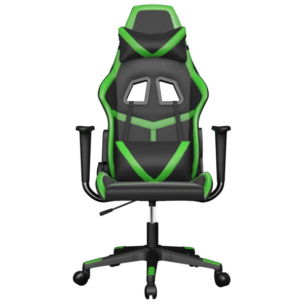 Fotel Gamingowy z Ekoskóry Ergonomiczny Czarno-Zielony do Biurka dla Gracza, 9440538