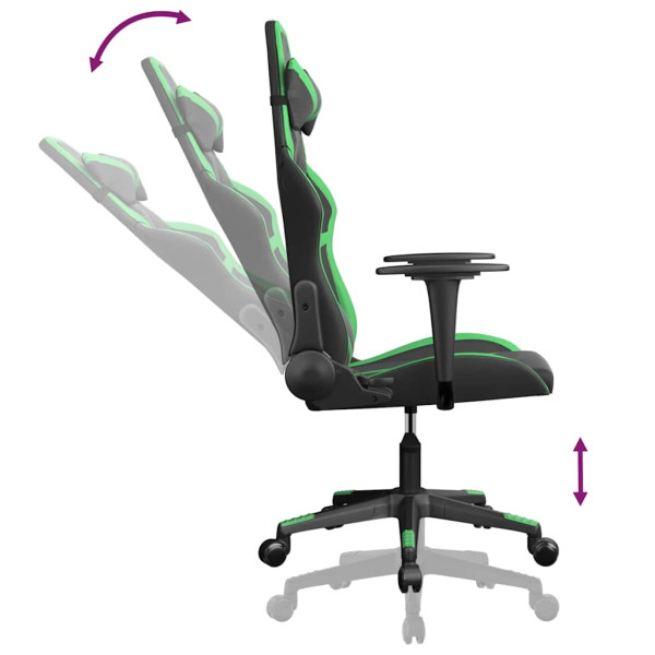 Fotel Gamingowy z Ekoskóry Ergonomiczny Czarno-Zielony do Biurka dla Gracza, 9440540