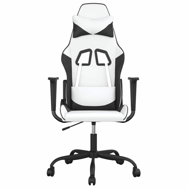 Fotel Gamingowy z Ekoskóry Ergonomiczny Biało-Czarny do Biurka dla Gracza, 9440594