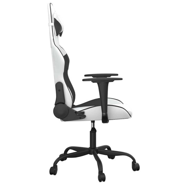 Fotel Gamingowy z Ekoskóry Ergonomiczny Biało-Czarny do Biurka dla Gracza, 9440595