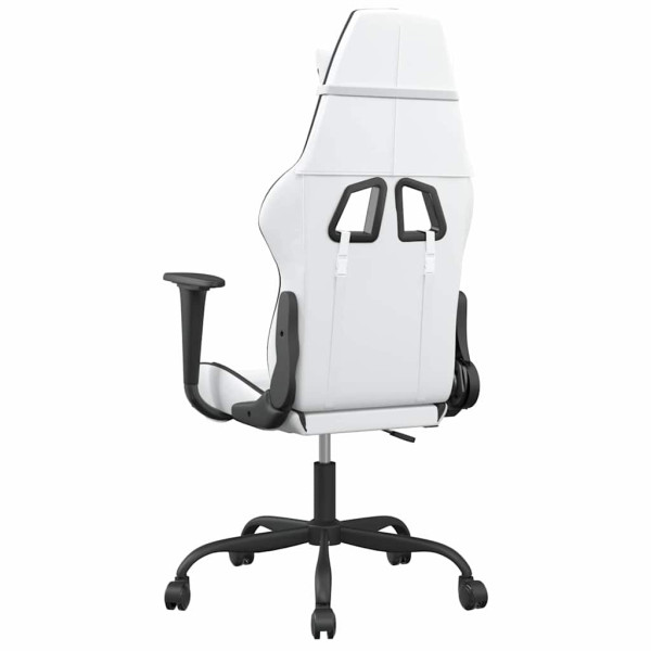 Fotel Gamingowy z Ekoskóry Ergonomiczny Biało-Czarny do Biurka dla Gracza, 9440596