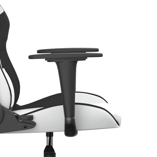 Fotel Gamingowy z Ekoskóry Ergonomiczny Biało-Czarny do Biurka dla Gracza, 9440601