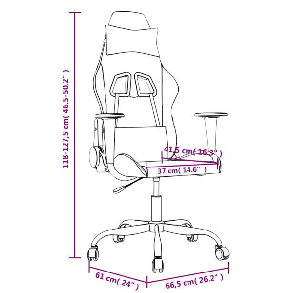 Fotel Gamingowy z Ekoskóry Ergonomiczny Biało-Czarny do Biurka dla Gracza, 9440605