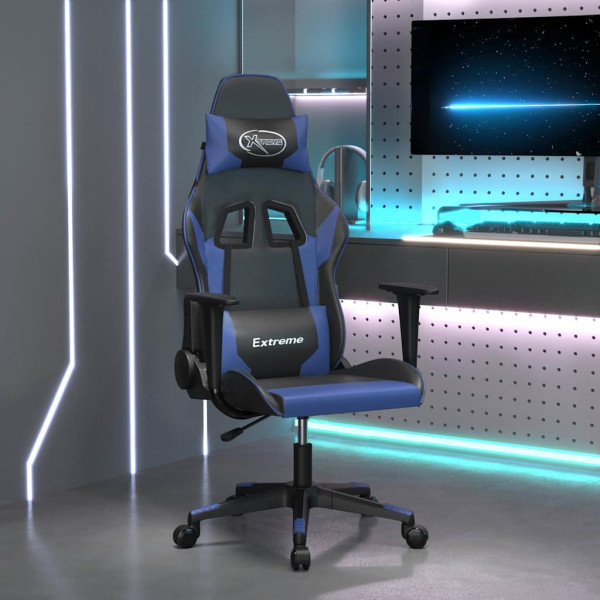 Fotel Gamingowy z Ekoskóry Ergonomiczny Czarno-Niebieski do Biurka, 9440650