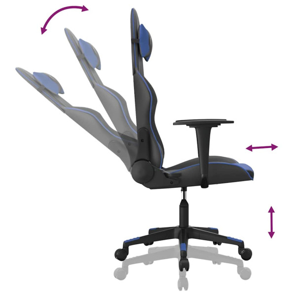 Fotel Gamingowy z Ekoskóry Ergonomiczny Czarno-Niebieski do Biurka, 9440654