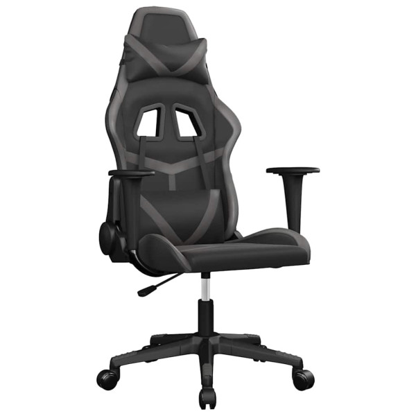 Fotel Gamingowy z Ekoskóry Ergonomiczny Czarno-Szary do Biurka dla Gracza, 9440675