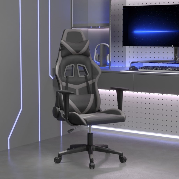 Fotel Gamingowy z Ekoskóry Ergonomiczny Czarno-Szary do Biurka dla Gracza, 9440676