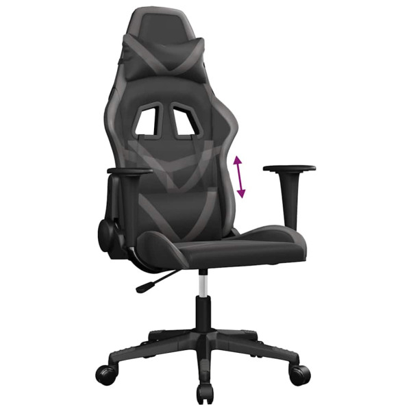 Fotel Gamingowy z Ekoskóry Ergonomiczny Czarno-Szary do Biurka dla Gracza, 9440681