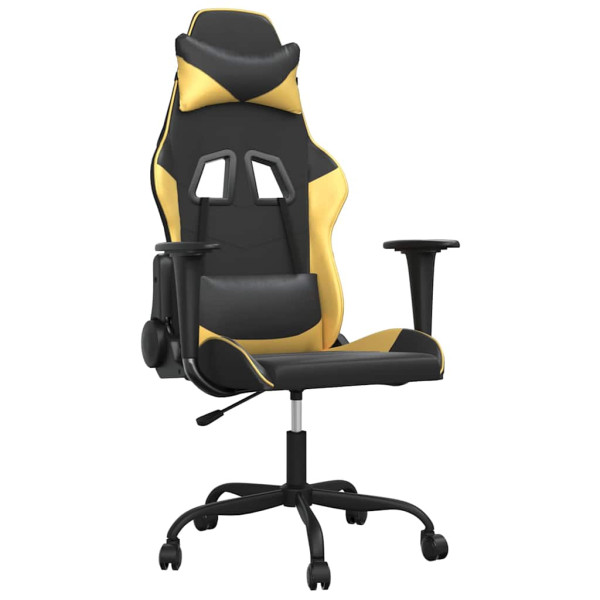 Fotel Gamingowy z Ekoskóry Ergonomiczny Czarno-Złoty do Biurka dla Gracza, 9440787