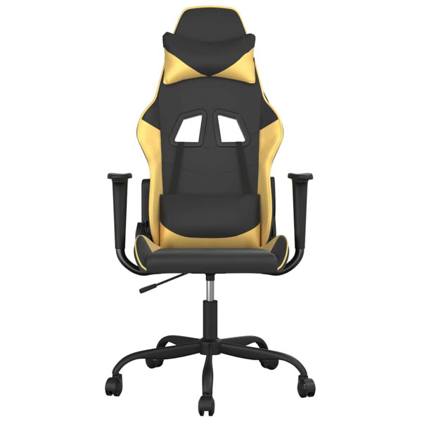 Fotel Gamingowy z Ekoskóry Ergonomiczny Czarno-Złoty do Biurka dla Gracza, 9440789