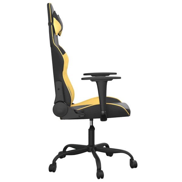Fotel Gamingowy z Ekoskóry Ergonomiczny Czarno-Złoty do Biurka dla Gracza, 9440790