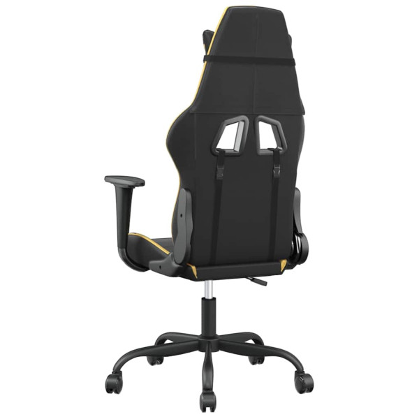 Fotel Gamingowy z Ekoskóry Ergonomiczny Czarno-Złoty do Biurka dla Gracza, 9440791