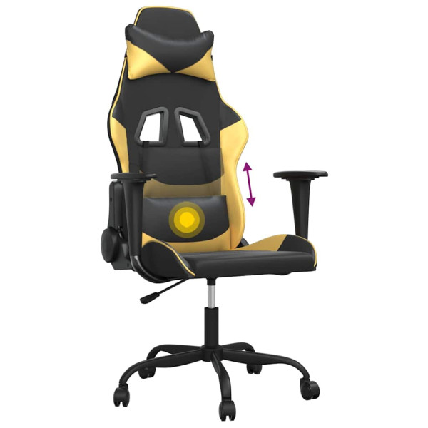 Fotel Gamingowy z Ekoskóry Ergonomiczny Czarno-Złoty do Biurka dla Gracza, 9440793