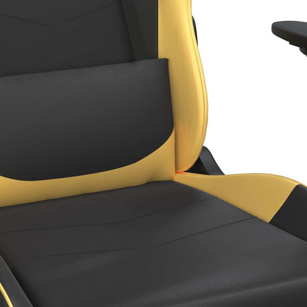 Fotel Gamingowy z Ekoskóry Ergonomiczny Czarno-Złoty do Biurka dla Gracza, 9440794