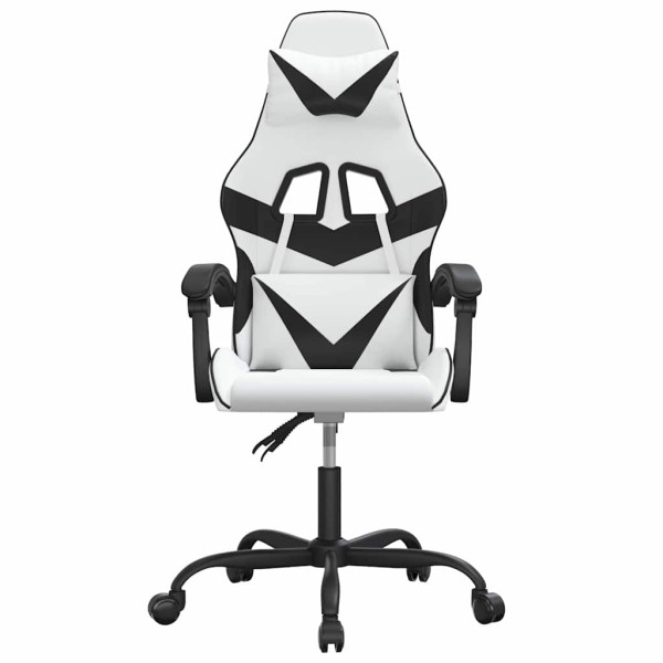 Fotel Gamingowy z Ekoskóry Obrotowy Ergonomiczny Biało-Czarny do Biurka, 9440846