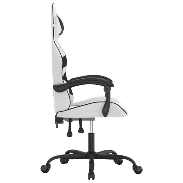 Fotel Gamingowy z Ekoskóry Obrotowy Ergonomiczny Biało-Czarny do Biurka, 9440847