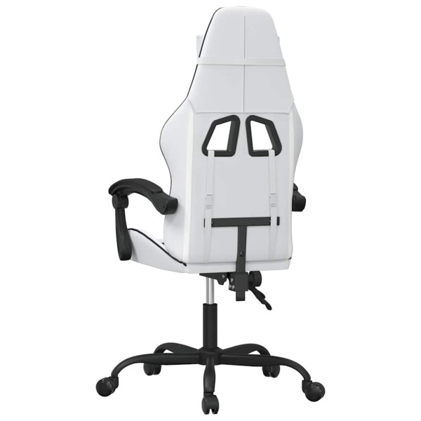 Fotel Gamingowy z Ekoskóry Obrotowy Ergonomiczny Biało-Czarny do Biurka, 9440848