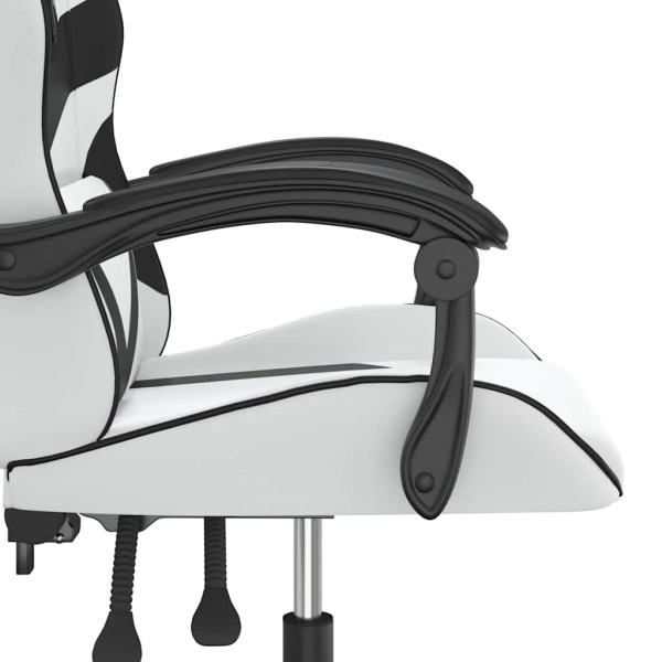 Fotel Gamingowy z Ekoskóry Obrotowy Ergonomiczny Biało-Czarny do Biurka, 9440850