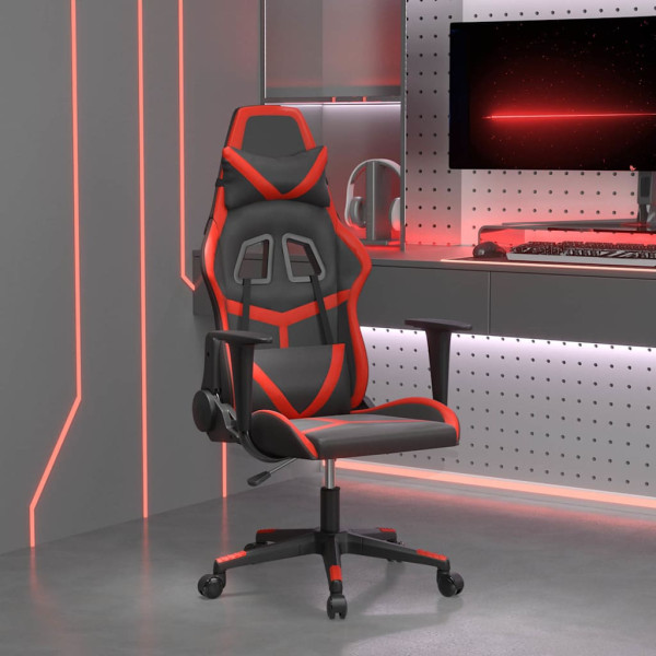 Fotel Gamingowy z Ekoskóry Ergonomiczny Czarno-Czerwony do Biurka, 9440914