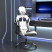 Fotel Gamingowy z Ekoskóry Ergonomiczny Biało-Czarny do Biurka dla Gracza, 9441006