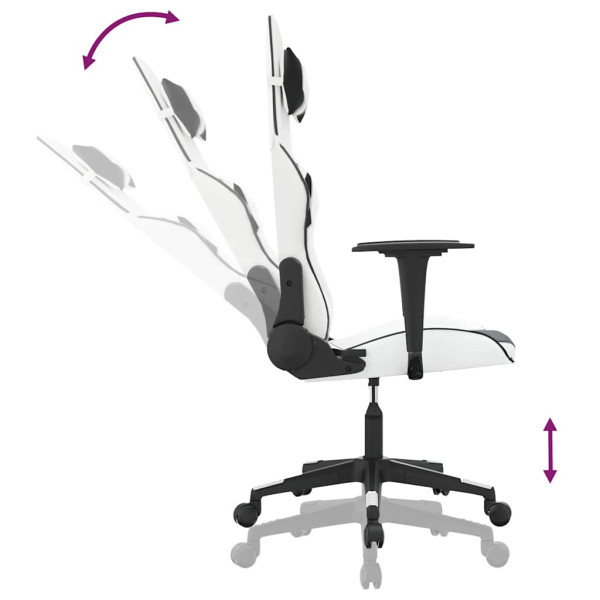 Fotel Gamingowy z Ekoskóry Ergonomiczny Biało-Czarny do Biurka dla Gracza, 9441011
