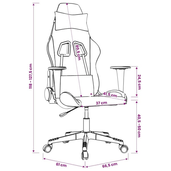 Fotel Gamingowy z Ekoskóry Ergonomiczny Biało-Czarny do Biurka dla Gracza, 9441019