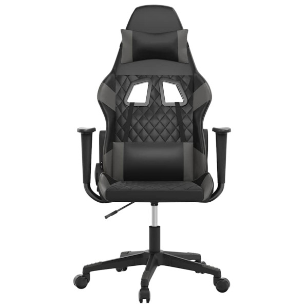 Fotel Gamingowy z Ekoskóry z Podnóżkiem Ergonomiczny Czarno-Szary do Biurka, 9441183