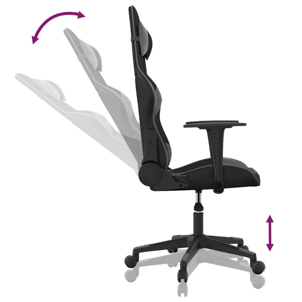 Fotel Gamingowy z Ekoskóry z Podnóżkiem Ergonomiczny Czarno-Szary do Biurka, 9441186