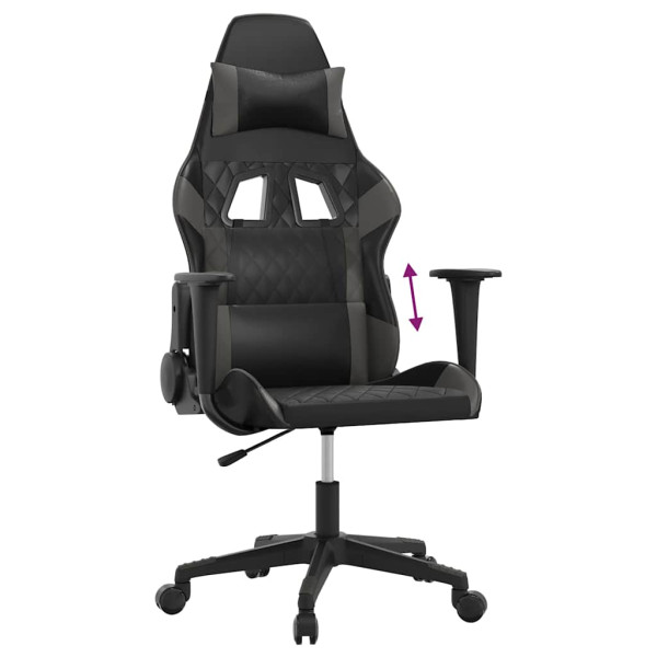 Fotel Gamingowy z Ekoskóry z Podnóżkiem Ergonomiczny Czarno-Szary do Biurka, 9441187