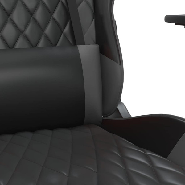 Fotel Gamingowy z Ekoskóry z Podnóżkiem Ergonomiczny Czarno-Szary do Biurka, 9441188