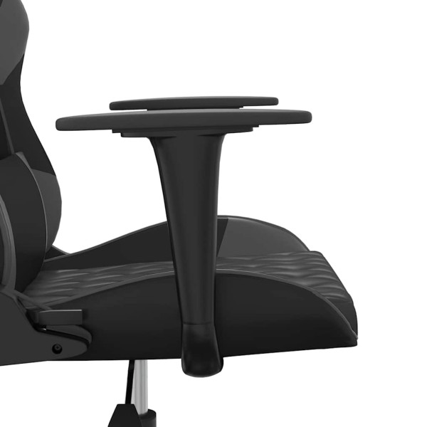 Fotel Gamingowy z Ekoskóry z Podnóżkiem Ergonomiczny Czarno-Szary do Biurka, 9441189