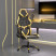 Fotel Gamingowy z Ekoskóry Ergonomiczny Czarno-Złoty do Biurka dla Gracza, 9441202