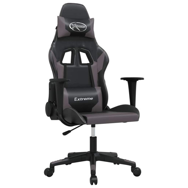 Fotel Gamingowy z Ekoskóry Ergonomiczny Czarno-Szary do Biurka dla Gracza, 9441215