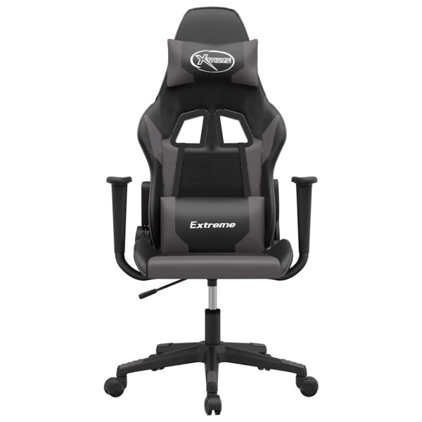Fotel Gamingowy z Ekoskóry Ergonomiczny Czarno-Szary do Biurka dla Gracza, 9441217