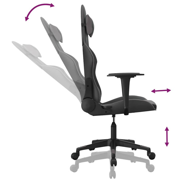 Fotel Gamingowy z Ekoskóry Ergonomiczny Czarno-Szary do Biurka dla Gracza, 9441220