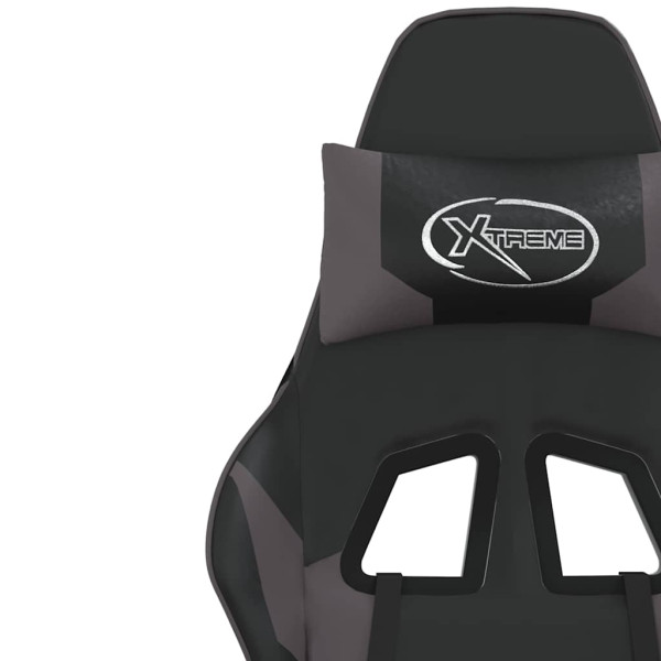 Fotel Gamingowy z Ekoskóry Ergonomiczny Czarno-Szary do Biurka dla Gracza, 9441225