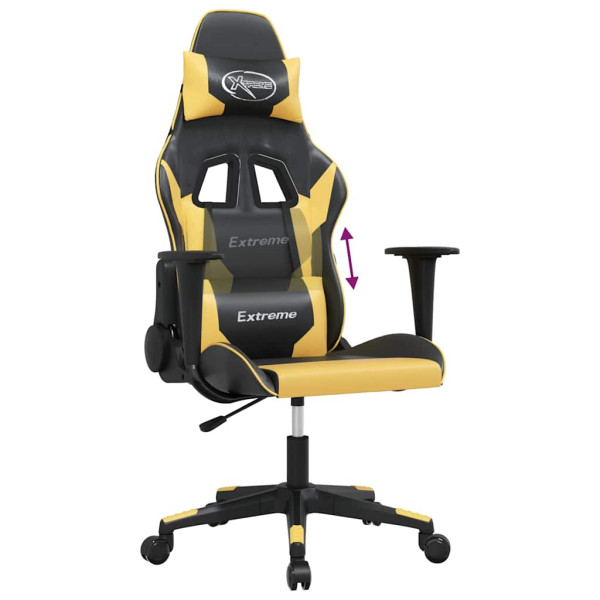 Fotel Gamingowy z Ekoskóry Ergonomiczny Czarno-Złoty do Biurka dla Gracza, 9441234