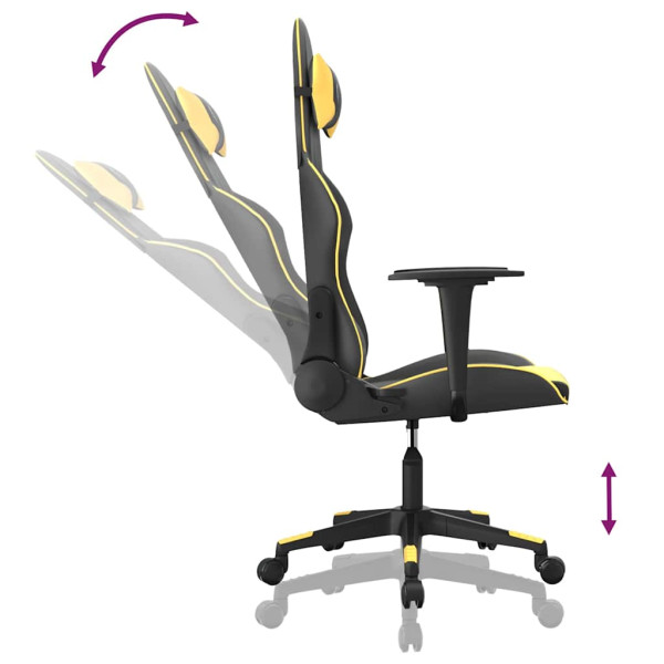 Fotel Gamingowy z Ekoskóry Ergonomiczny Czarno-Złoty do Biurka dla Gracza, 9441235