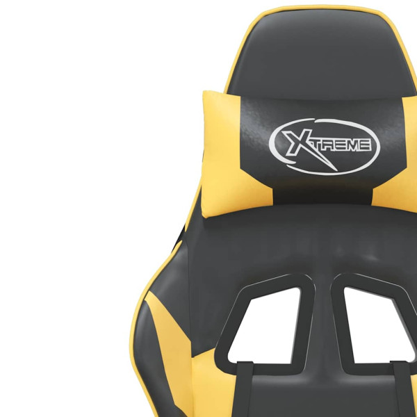 Fotel Gamingowy z Ekoskóry Ergonomiczny Czarno-Złoty do Biurka dla Gracza, 9441238