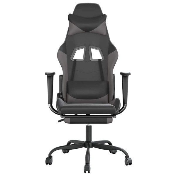 Fotel Gamingowy z Ekoskóry z Podnóżkiem Ergonomiczny Czarno-Szary do Biurka, 9441261