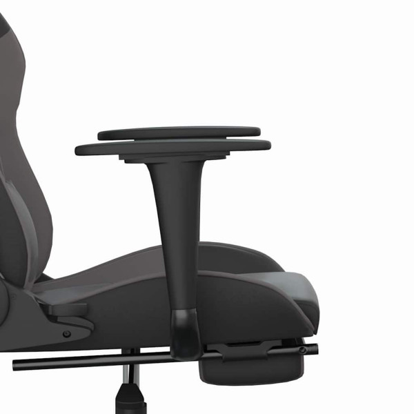 Fotel Gamingowy z Ekoskóry z Podnóżkiem Ergonomiczny Czarno-Szary do Biurka, 9441268