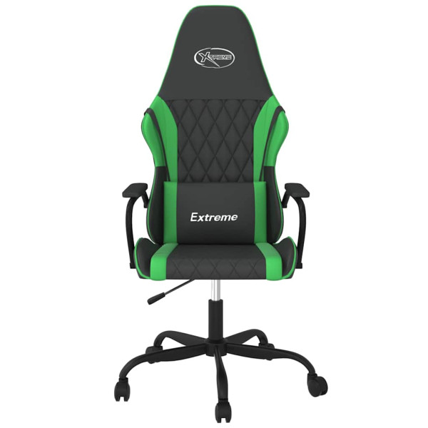Fotel Gamingowy z Ekoskóry Ergonomiczny Czarno-Zielony do Biurka dla Gracza, 9441352