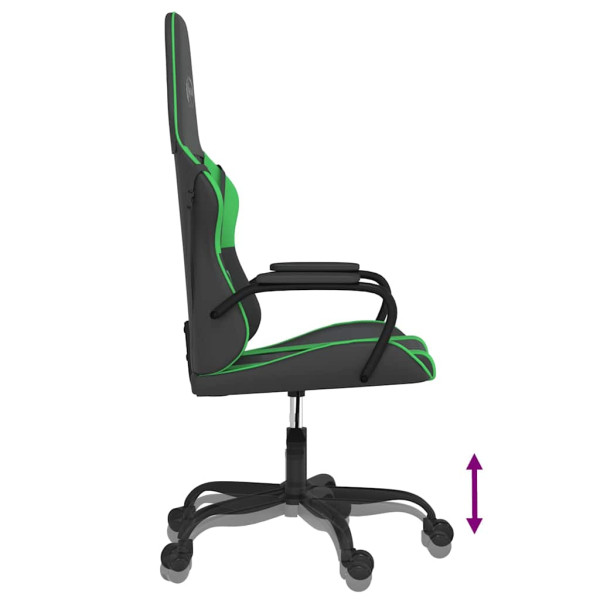 Fotel Gamingowy z Ekoskóry Ergonomiczny Czarno-Zielony do Biurka dla Gracza, 9441356