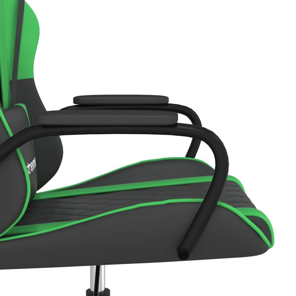 Fotel Gamingowy z Ekoskóry Ergonomiczny Czarno-Zielony do Biurka dla Gracza, 9441357